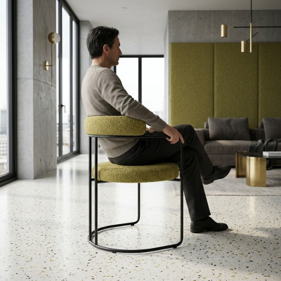 Silla de diseño - Color verde - Silla tapizada - Sillón de salón - Muebles elegantes