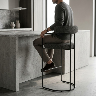 Gris de lujo taburete de bar de acero inoxidable diseñador muebles de bar Taburete Hocker marco