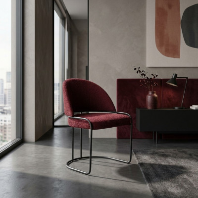 Silla de diseñador roja tapizada de una plaza para comedor de tela, sillas de lujo.