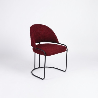 Silla de diseñador roja tapizada de una plaza para comedor de tela, sillas de lujo.