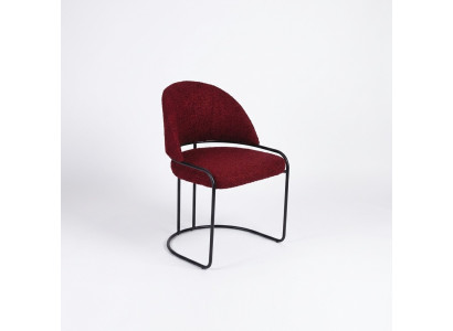 Silla de diseñador roja tapizada de una plaza para comedor de tela, sillas de lujo.