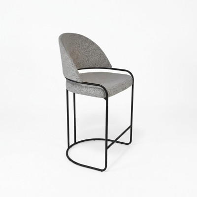 Taburete gris con patas de acero inoxidable Silla de comedor Sillas de diseño altas
