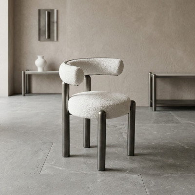 Diseñador Silla Blanca Sillas de Comedor Tapizados Textil Asiento Individual Patas Metálicas