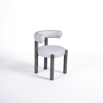 Diseñador Silla Blanca Sillas de Comedor Tapizados Textil Asiento Individual Patas Metálicas