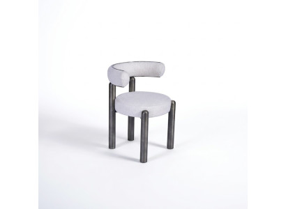 Diseñador Silla Blanca Sillas de Comedor Tapizados Textil Asiento Individual Patas Metálicas