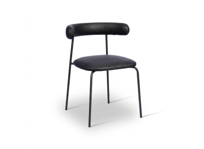 Silla de acero inoxidable negro, sillas de cuero artificial, muebles de comedor de una plaza.
