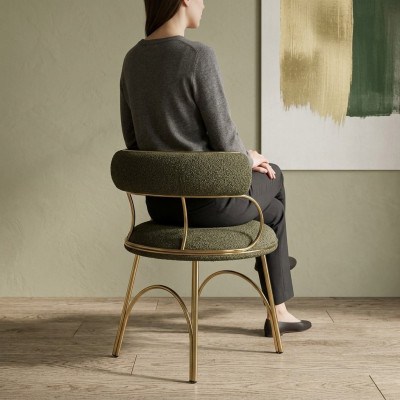 Silla de comedor verde de diseño de lujo de una sola plaza muebles de comedor modernos