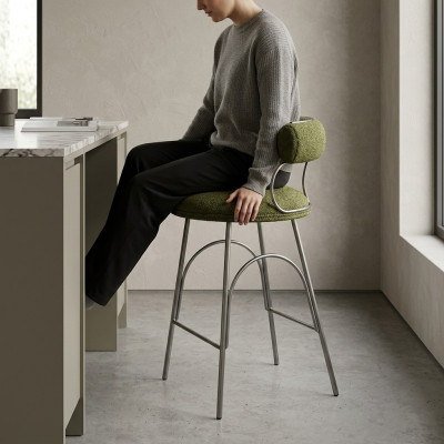 Taburete de bar verde oliva sillón de lujo silla de diseño sillón muebles tapizados