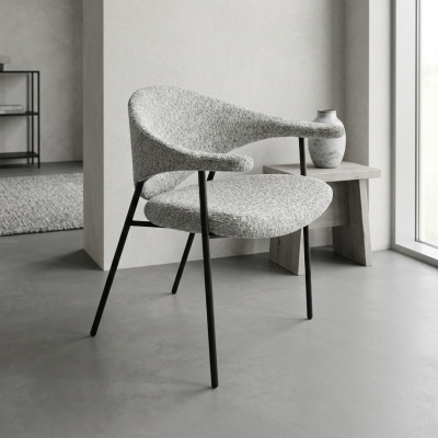 Moderna silla de comedor gris con brazos y tapizado
