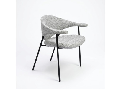 Moderna silla de comedor gris con brazos y tapizado