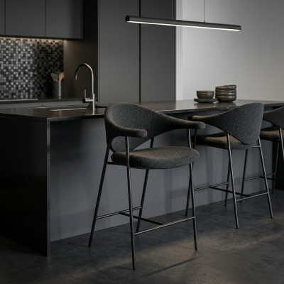 Elegantes mobiliario de asiento, sillas de comedor diseñadas con patas de acero modernas.