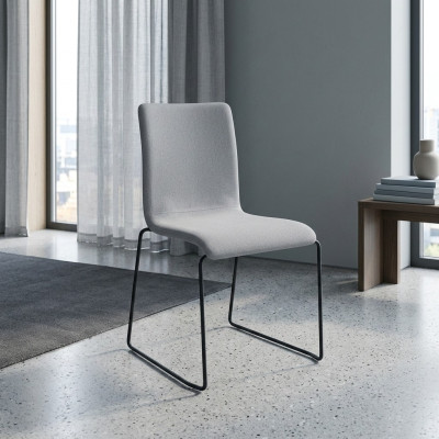 Silla gris de una plaza con patas de acero inoxidable, muebles de comedor de diseñador nuevos.