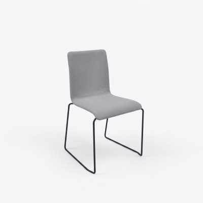 Silla gris de una plaza con patas de acero inoxidable, muebles de comedor de diseñador nuevos.
