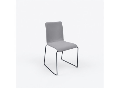 Silla gris de una plaza con patas de acero inoxidable, muebles de comedor de diseñador nuevos.
