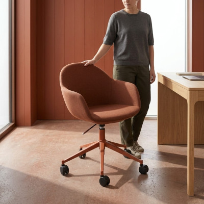 Silla de oficina marrón de lujo Sillón ejecutivo de cuero Giratorio Muebles Nuevos