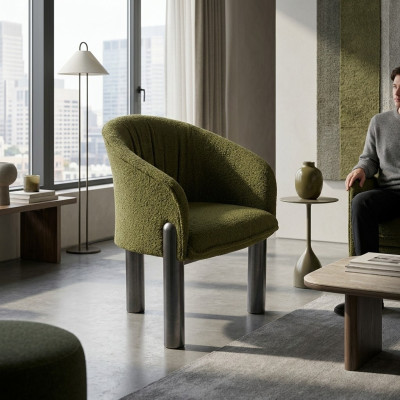 Lujo Sillón verde de una plaza Silla tapizada moderna Muebles de salón