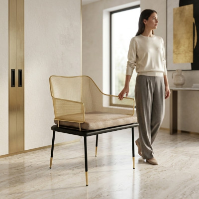 Lujo de una plaza silla de diseñador con elementos de acero inoxidable Nuevas sillas