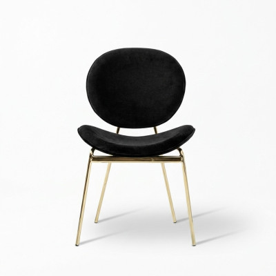 Silla de diseñador negra con patas de acero inoxidable Sillas de comedor modernas