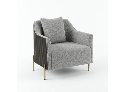 Sillón de lujo de una plaza gris con pies de acero inoxidable muebles de salón bastidor de madera