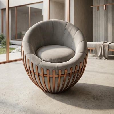 Diseñador Gris Sillón Muebles de sala de estar Tapizado Asiento Tela Sillón Salón Club