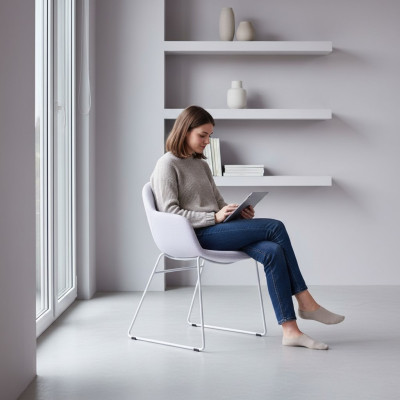 Sillas de comedor de color lila Diseñador Silla tapizada moderna Silla con reposabrazos nueva