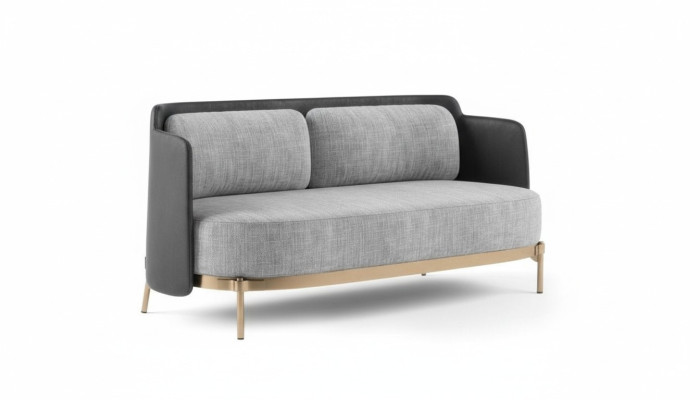 Diseñador Sofá de lujo de dos plazas en gris para sala de estar, mueble textil