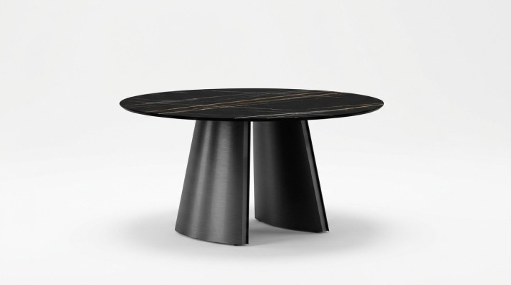 Diseñador mesa redonda negra acero inoxidable muebles mesa de comedor mesas de lujo