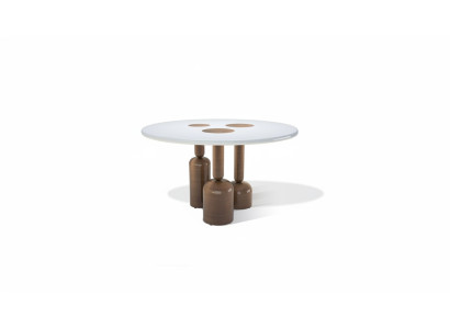 Lujo mesa redonda de comedor diseño muebles estilo tapa de cristal acero inoxidable