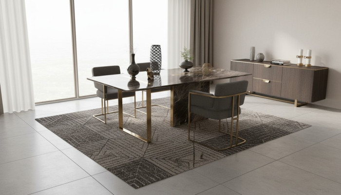 Diseñador de mesa de comedor de lujo de acero inoxidable Mesa de comedor Muebles de madera Mesas Nuevas