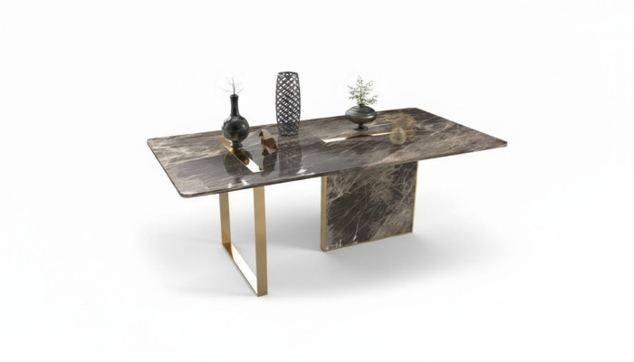 Diseñador de mesa de comedor de lujo de acero inoxidable Mesa de comedor Muebles de madera Mesas Nuevas