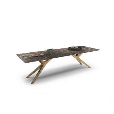 Mesa de comedor de acero inoxidable de lujo lujoso Mesa de mármol elegante Nueva