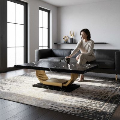 Mesa negra muebles de comedor Lujo Mesa de comedor de mármol Diseñador Mesas