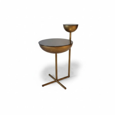 Moderna mesa auxiliar con tapa de cristal, diseño de mesa de centro redonda estilo.