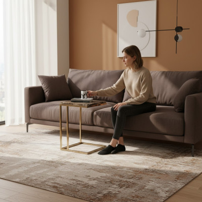 Moderna mesa auxiliar de acero inoxidable para sala de estar mesa de centro muebles de diseño