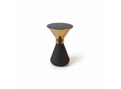 Diseñador de mesa auxiliar redonda de acero inoxidable con tapa de vidrio de lujo moderno.