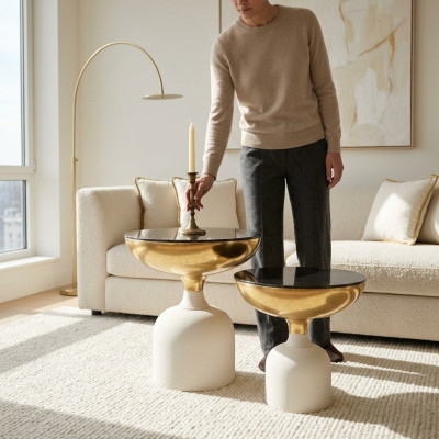 Diseñador Mesa auxiliar moderna de acero inoxidable Muebles de lujo de sala de estar