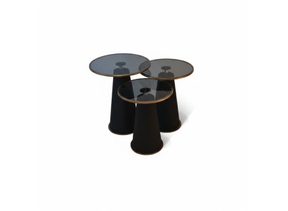 Juego de mesas auxiliares modernas negras 3x mesas de café de lujo para la sala de estar nuevas.