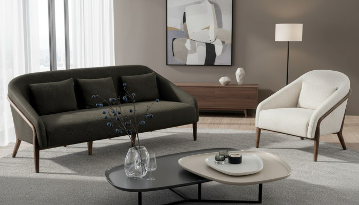 Juego de sala de lujo con sofá y sillón de diseño moderno de 3+1 plazas, muebles nuevos.