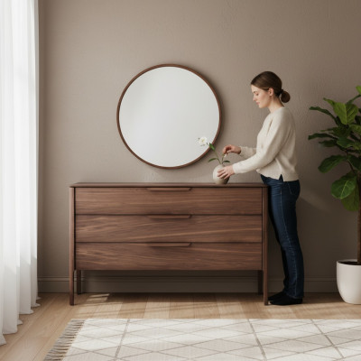 Cómoda con espejo moderno Cómoda con espejo de lujo Diseño moderno de comodines