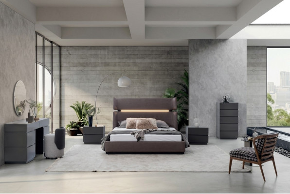 Moderno juego de dormitorio de 6 piezas cama 2x mesitas de noche cómoda con espejo