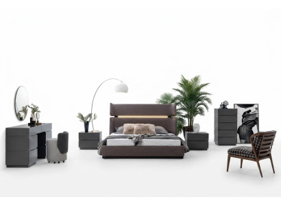 Moderno juego de dormitorio de 6 piezas cama 2x mesitas de noche cómoda con espejo