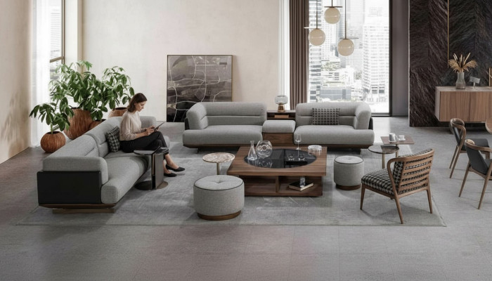 Juego de sala de lujo con sofá y sillón de diseño moderno, conjunto de sofás de 6 piezas.