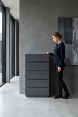 Cómoda de dormitorio de madera gris diseñada de manera moderna Cómoda Aparador Muebles