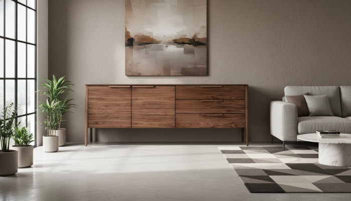 Sideboard Design Beige Conjunto de comedor de lujo Cómoda con tableros de madera