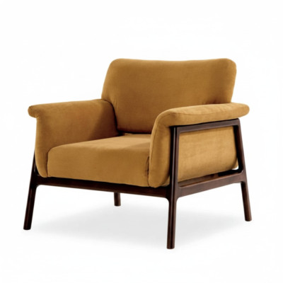 Sillón para sala de estar de lujo, diseño moderno, madera con tela salón club