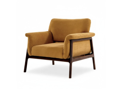 Sillón para sala de estar de lujo, diseño moderno, madera con tela salón club