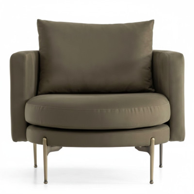 Sillón de diseño moderno para sala de estar de madera con tela lounge club redondo.