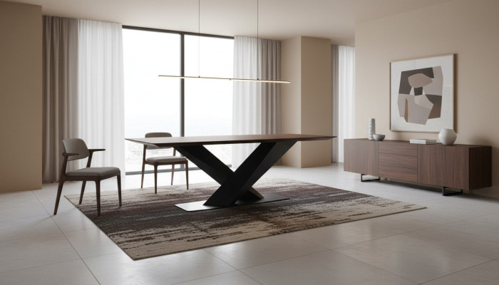 Mesa de comedor marrón Mesa de comedor moderna de lujo Mesa de diseño elegante