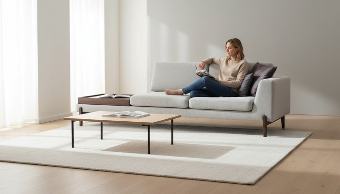 Lujo sala de estar sofá Diseño moderno de madera con tela Lounge Club Sofa Big