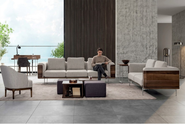 Juego de sala de estar de lujo con diseño moderno 2x sofás con sillón conjunto de sofás.